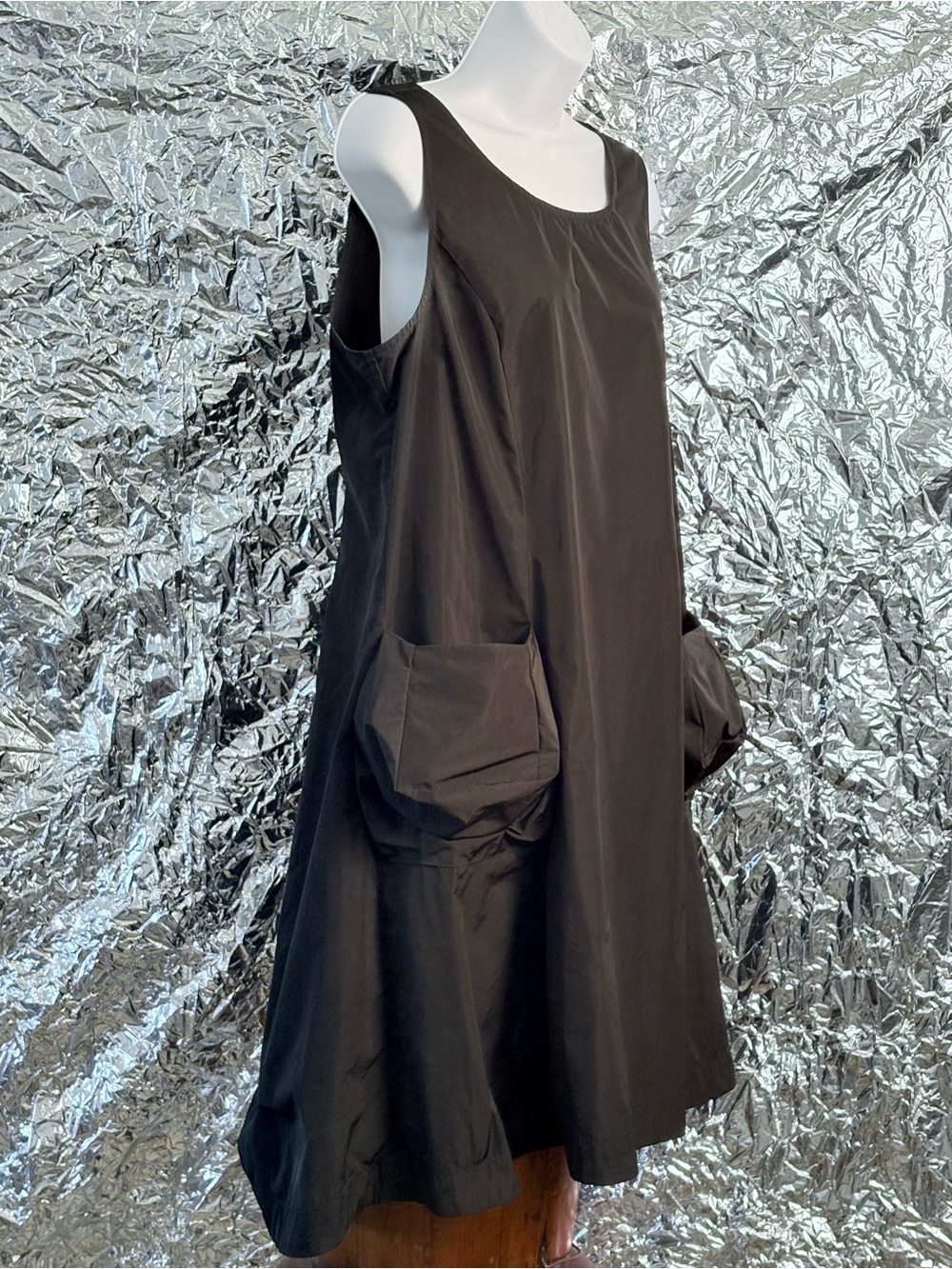 LIV by Habitat Black Swing Dress Sz M | Oversized Pockets Lagenlook Art-to-Wear